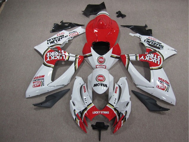 Abs Kit Completos Carenagem Suzuki GSXR 1000 K5 05-06 - Branco Lucky Strike Vermelho Motul