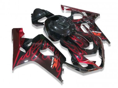 Carenagem Suzuki GSXR 600 / 750 K4 04-05 - Preto Vermelho Chamas